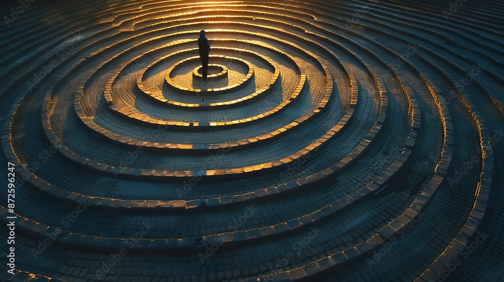 Contemplative walk along a prayer labyrinth, Christian meditation, peaceful, spiritual Contemplative walk along a prayer labyrinth, Christian meditation, peaceful, spiritual