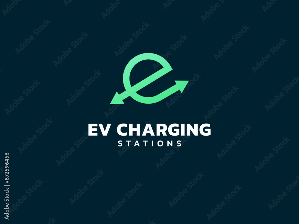 Electric vehicle charging letter e with arrow shapes Symbol logo vector design concept. Letter E logotype symbol for Electric Car, EV station, ui, web, ev business, infographic, new technology, energy Electric vehicle charging letter e with arrow shapes Symbol logo vector design concept. Letter E logotype symbol for Electric Car, EV station, ui, web, ev business, infographic, new technology, energy