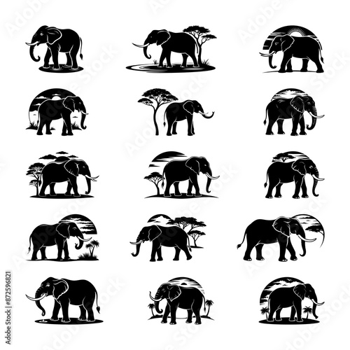 Elephant Silhouettes High Quality Nature Inspired Collection 005 photo