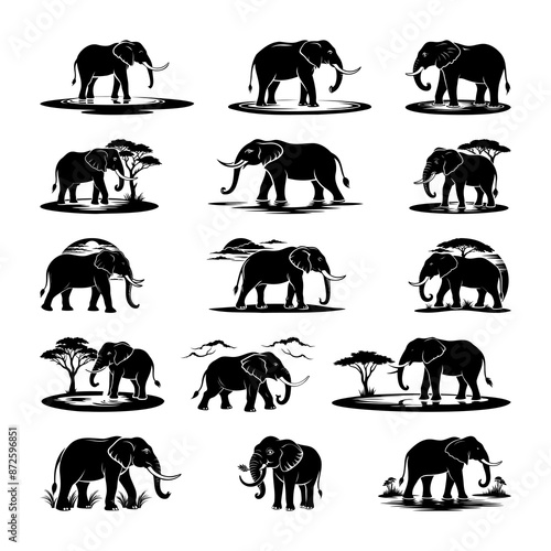 Elephant Silhouettes High Quality Nature Inspired Collection 001 photo