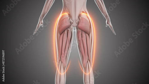 Animation of the hamstring and gluteus muscles