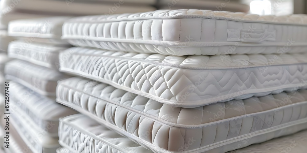 Choosing the Right Mattress for Your Sleep Preferences and Comfort Needs. Concept Mattress Types, Sleep Preferences, Comfort Needs, Bedding Accessories Choosing the Right Mattress for Your Sleep Preferences and Comfort Needs. Concept Mattress Types, Sleep Preferences, Comfort Needs, Bedding Accessories