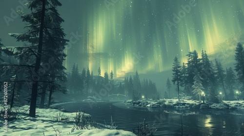 Wallpaper Mural A beautiful, serene landscape with a river and trees Torontodigital.ca