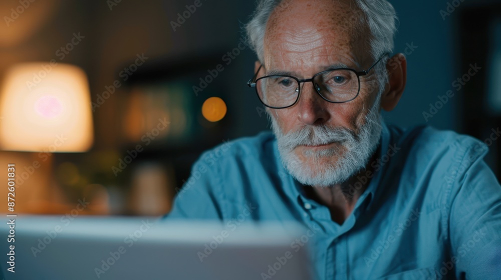 Senior person receiving online banking assistance via live chat with customer service representative Senior person receiving online banking assistance via live chat with customer service representative