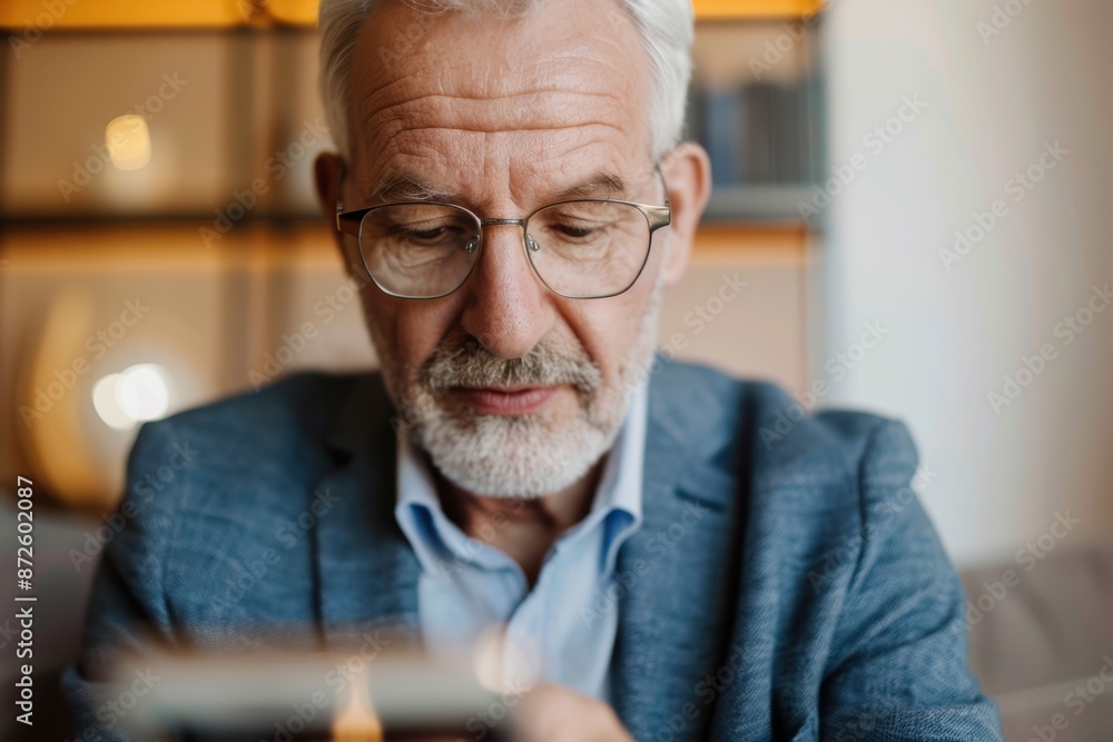 Senior Man Embracing Technology: Downloading a Banking App for Online Banking Convenience Senior Man Embracing Technology: Downloading a Banking App for Online Banking Convenience