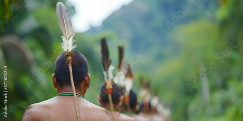 Amazon Rainforest tribe known as Guardians protecting their land and culture. Concept Amazon Rainforest, Indigenous Guardians, Cultural Preservation, Environmental Protection, Community Empowerment