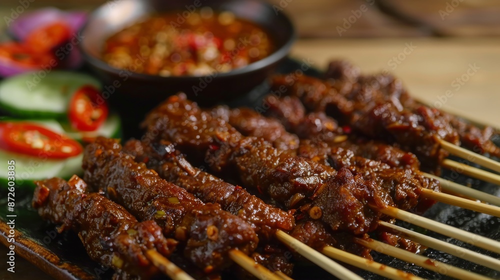 Delicious Grilled Beef Skewers with Spicy Sauce Delicious Grilled Beef Skewers with Spicy Sauce