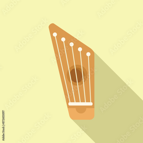 Traditional wooden gusli, a stringed musical instrument, is waiting to be played