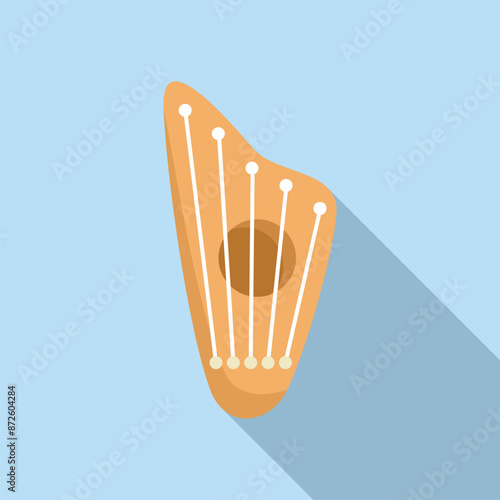 Harp shaped musical instrument with strings for playing music, a symbol of creativity and melody