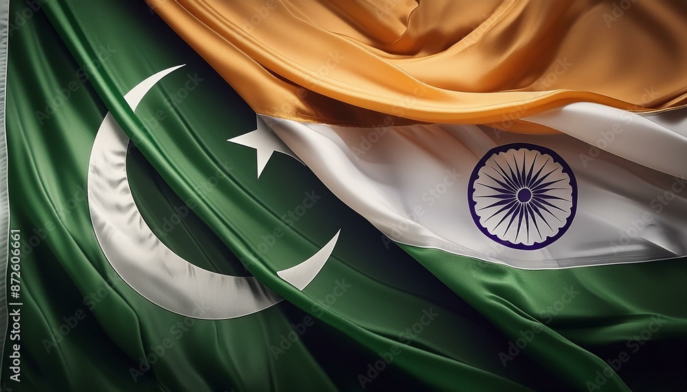 flag waving in wind, Pakistan and India flag, indian flag on the wind ...