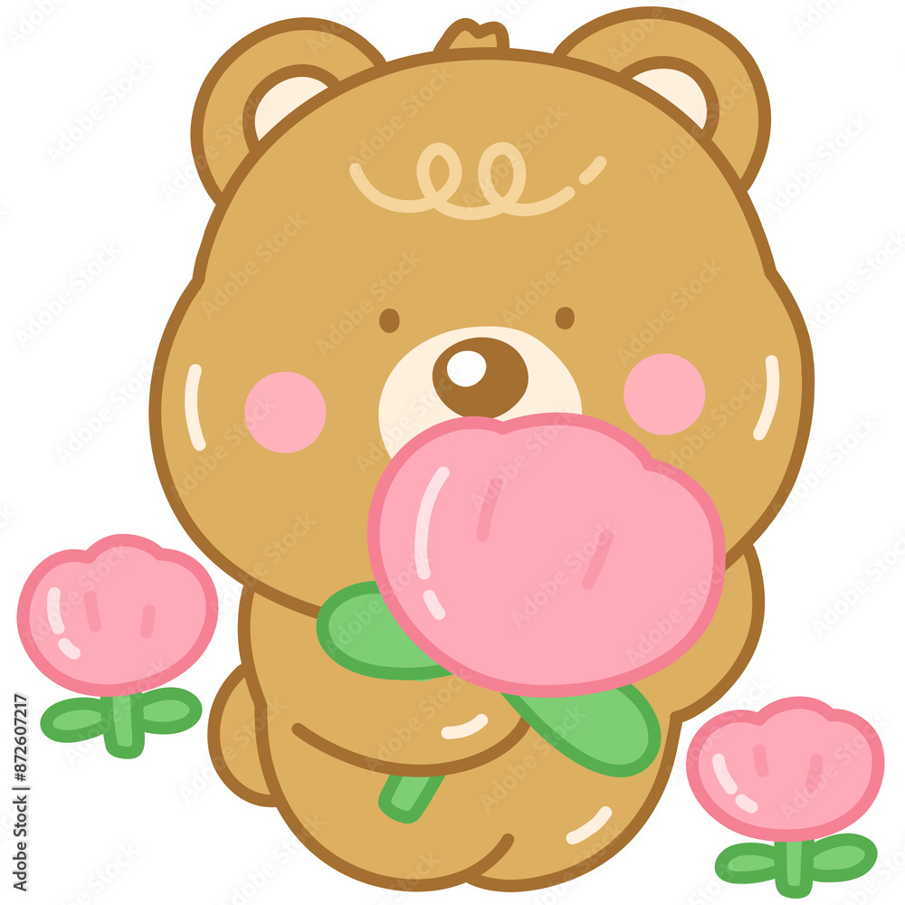 Fototapeta premium teddy bear with flowers