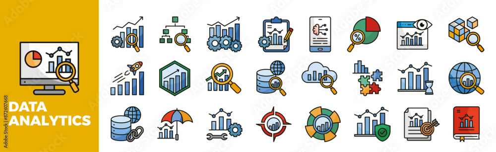 Data Analytics Icon Set For Design Elements, business, technology, analysis, chart, financial Data Analytics Icon Set For Design Elements, business, technology, analysis, chart, financial