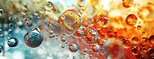 Abstract bubbles in liquid vibrant colors dynamic and playful artistic background