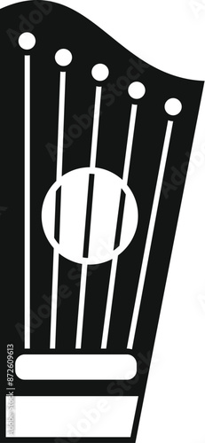 Black and white icon of a gusli, a traditional russian stringed musical instrument