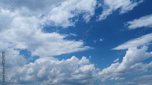 真夏の青空と雲の風景