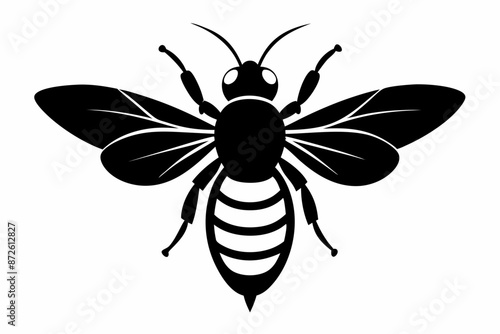 black and white Bee silhouette, bee vector illustration, bee silhouette, animal silhouette isolated vector Illustration, png, Funny cute bee, Jumping cartoon bees © SvgDesignHub