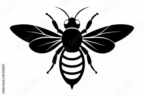 black and white Bee silhouette, bee vector illustration, bee silhouette, animal silhouette isolated vector Illustration, png, Funny cute bee, Jumping cartoon bees