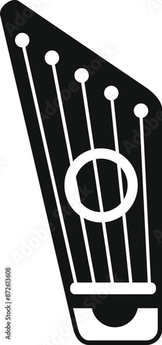 Black and white gusli traditional folk music instrument icon showing stringed instrument for cultural music performance
