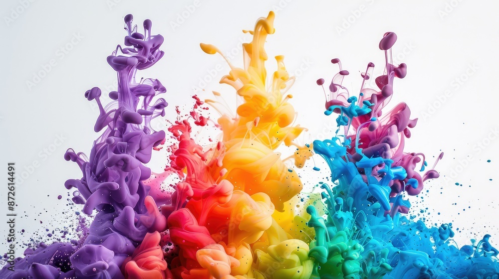 Fototapeta premium Colorful ink splashes in abstract formation