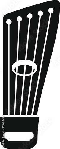 Gusli icon in a simple style. Representing the traditional russian musical instrument with a vintage. Retro. Classic. And elegant design. In black and white silhouette