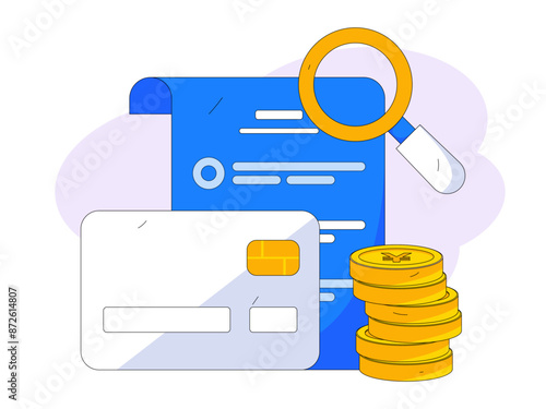 Credit card bill character flat vector concept operation hand drawn illustration
