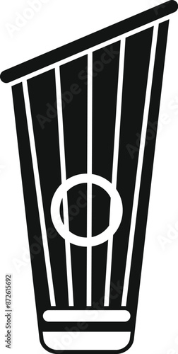 Black and white icon of a gusli, a traditional slavic stringed musical instrument
