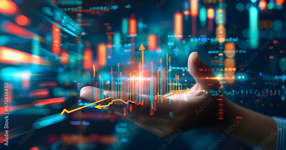 Financial interest rates and mortgage rates, businessman holding virtual percentage icon and up and down arrow symbol to calculate variable interest rates according to benchmark design Financial interest rates and mortgage rates, businessman holding virtual percentage icon and up and down arrow symbol to calculate variable interest rates according to benchmark design