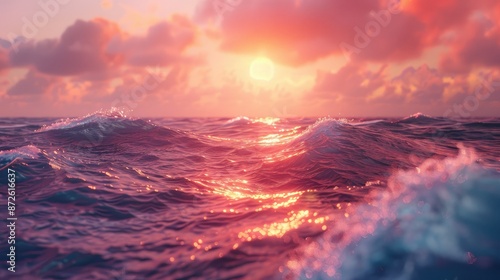 Dreamy seascape with blurred waves © KALEYA