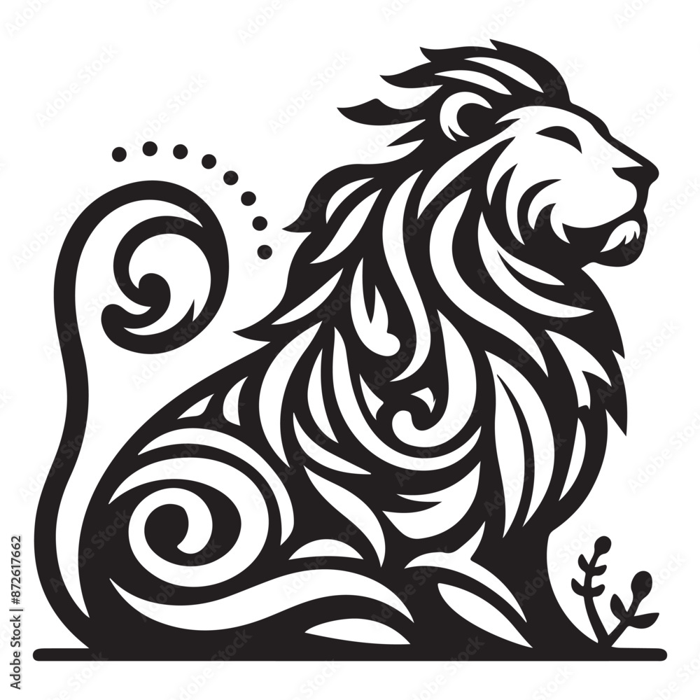 Lion silhouette vector and icon