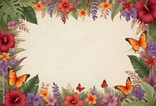 Watercolor botanical flowers background 