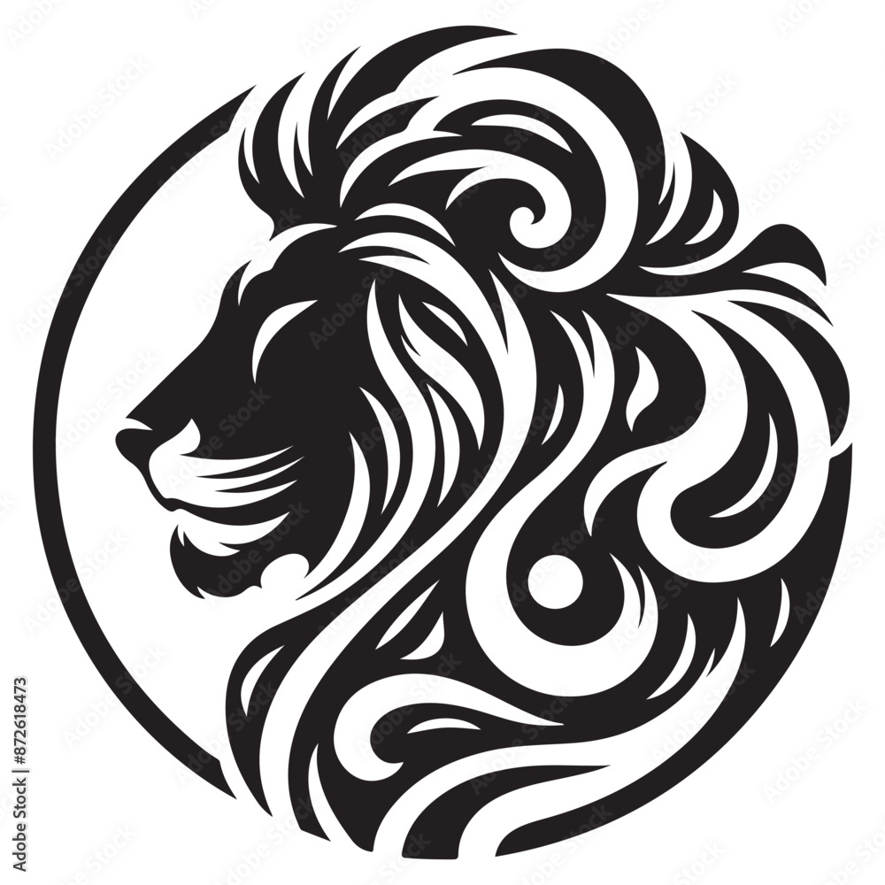 Obraz premium Lion silhouette vector and icon
