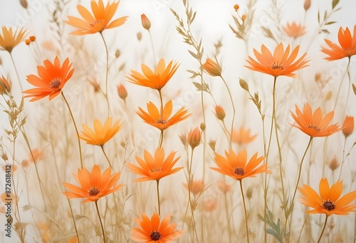 Watercolor botanical flowers background 