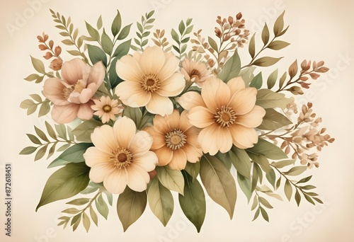 Watercolor botanical flowers background 