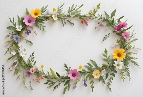 Watercolor botanical flowers background 