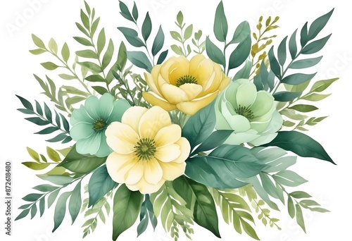 Watercolor botanical flowers background 