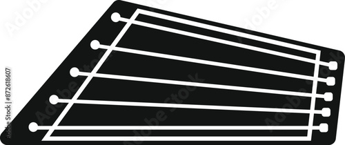 Black simple icon of gusli, traditional russian string plucked instrument, creating authentic musical sound