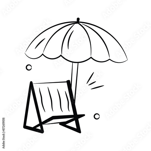 An editable icon of deck chair in modern style, easy to use vector of sunbed