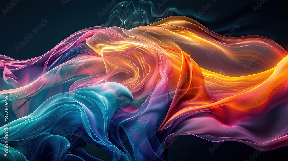 Fototapeta premium Dynamic waves of vibrant abstract colors