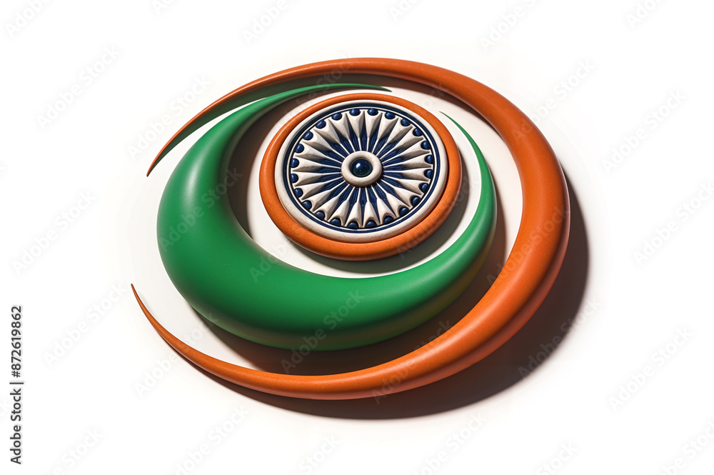 Photo Indian Independence, Republic day concept with Ashoka Wheel and Indian flag colors Photo Indian Independence, Republic day concept with Ashoka Wheel and Indian flag colors