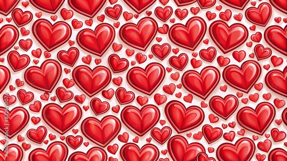 Cute romantic repetitive arrangement of red hearts forming seamless texture perfect for Valentine's Day holiday wedding backgrounds romantic designs. Cute romantic repetitive arrangement of red hearts forming seamless texture perfect for Valentine's Day holiday wedding backgrounds romantic designs.