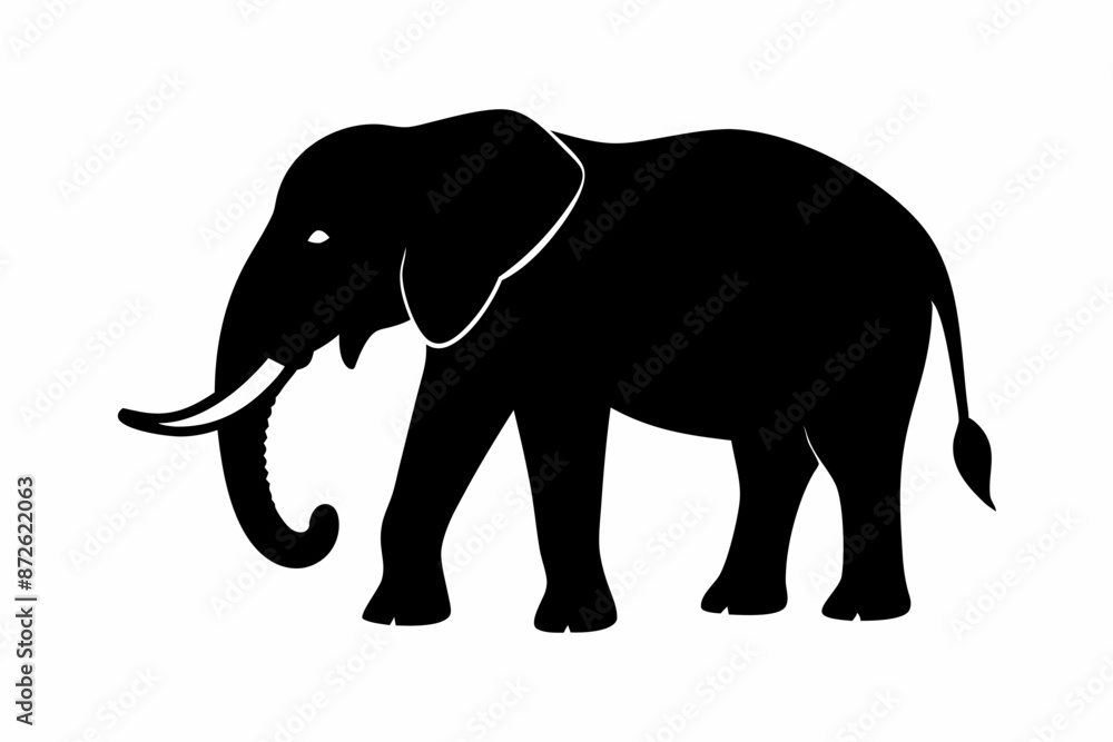 Fototapeta premium elephant isolated on white, elephant vector illustration, elephant silhouette, animal silhouette isolated vector Illustration, png, Funny cute elephant, Jumping cartoon elephants 