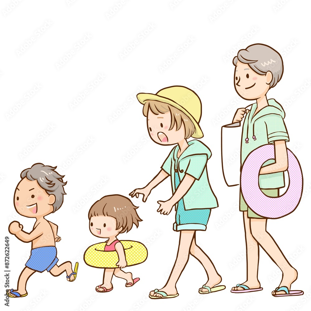 泳ぎに行く家族 泳ぎに行く家族