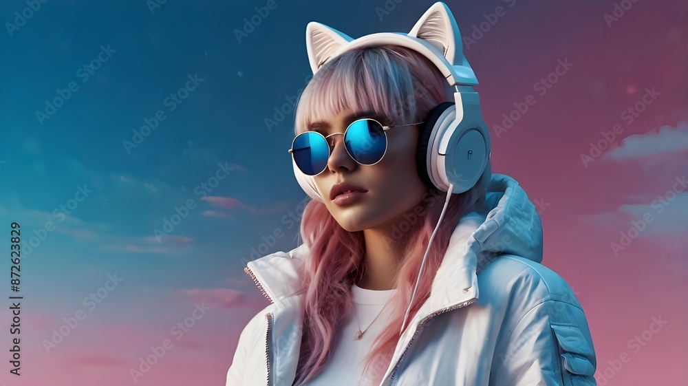 girl with headphones girl with headphones
