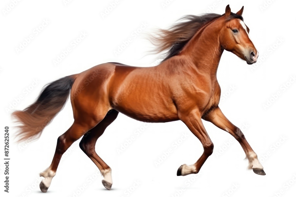 Galloping Chestnut Horse Isolated on White Galloping Chestnut Horse Isolated on White