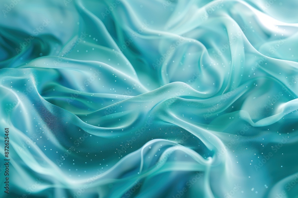 Obraz premium Translucent aqua waves with floating particle effect