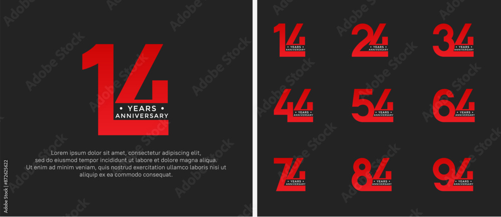 anniversary logo style set with red color can be use for celebration moment anniversary logo style set with red color can be use for celebration moment