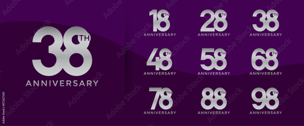 anniversary logo style set with silver color can be use for celebration moment anniversary logo style set with silver color can be use for celebration moment