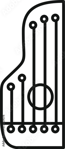 Line art icon of a gusli, a traditional russian stringed musical instrument, often associated with folk music and storytelling