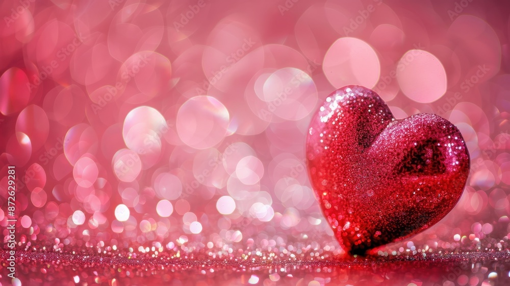 Obraz premium The red Heart shapes on abstract pink light glitter background in love concept for valentines day with sweet and romantic moment advertising style images 