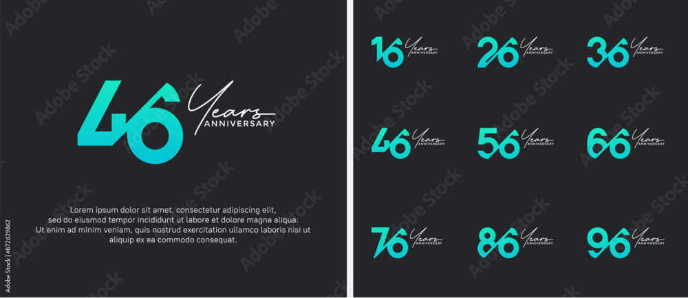 Naklejka premium anniversary logo style set with green color can be use for celebration moment